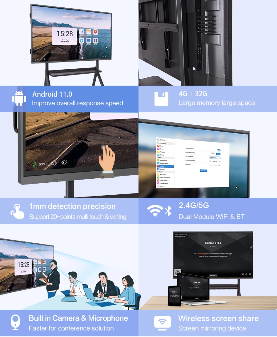 110 Inch T982 Solution Infrared Touch LED Smart Board Interactive Flat Panel Android TV with Whiteboard
